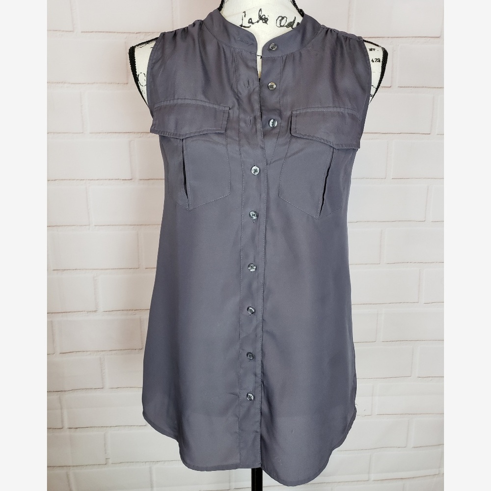 J Crew Gray Button Down Blouse Size 0